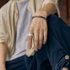 Anillo Ajustable de Plata de Ley con Cruz Estilo Minimalista