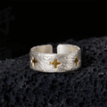 Anillo Ajustable de Plata de Ley con Cruz Estilo Minimalista