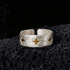 Anillo Ajustable de Plata de Ley con Cruz Estilo Minimalista