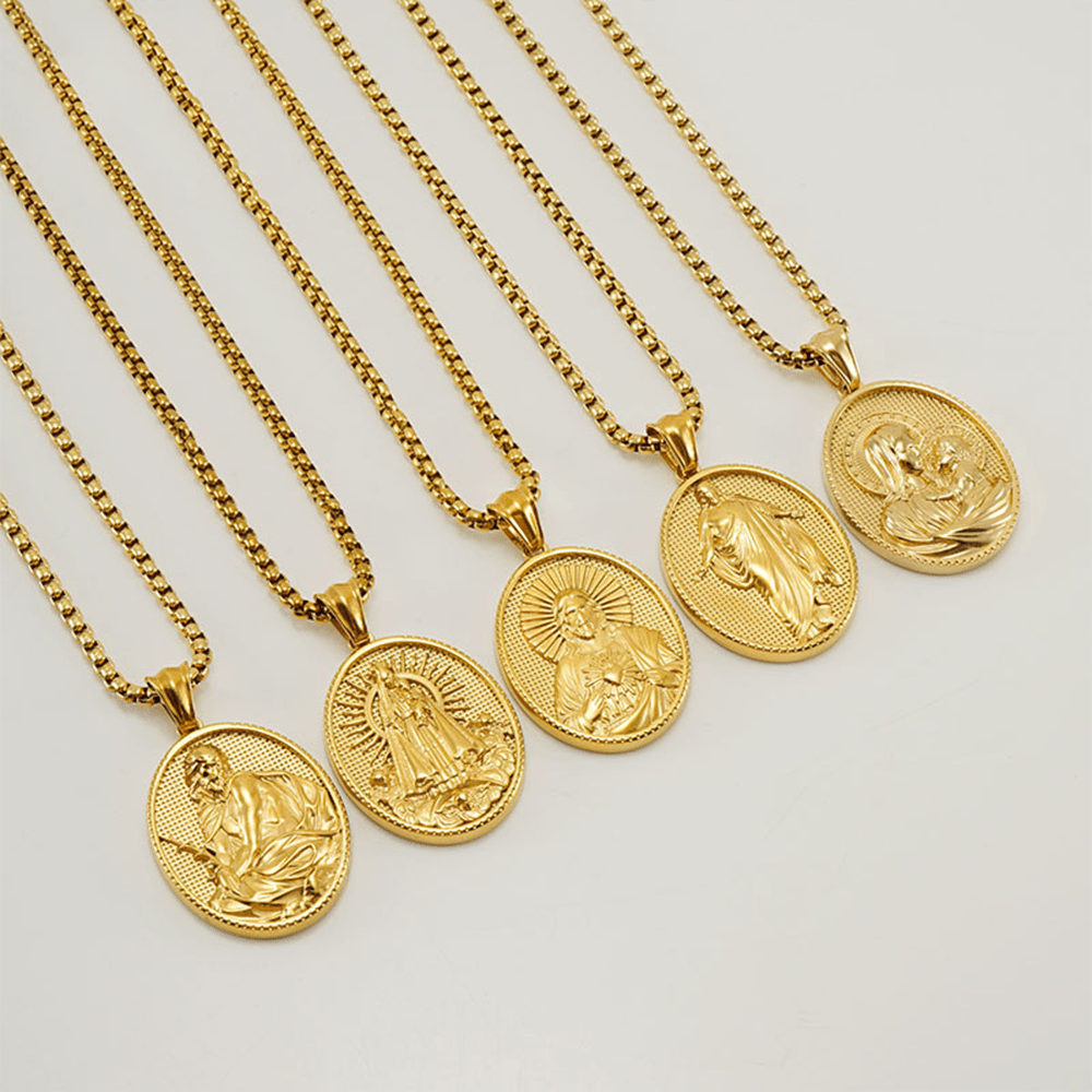 Collar con 11 Dijes de Bendición de Íconos Clásicos Estilo Retro