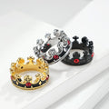 Anillo de Titanio con Cruz Corona Papal y Gema Roja Estilo Retro