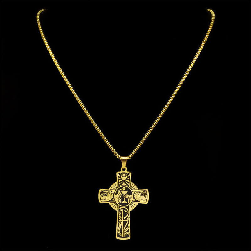 Collar de Cruz con Halo Eucarístico y Vid Multielemento