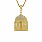 Collar Puerta de Iglesia con Jesús y la Virgen Estilo Clásico