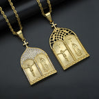 Collar Puerta de Iglesia con Jesús y la Virgen Estilo Clásico