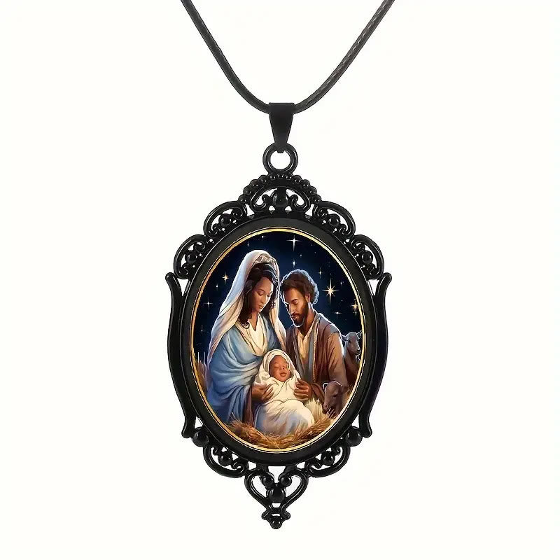 Collar de Aleación de la Natividad con Borde Vintage Negro Estilo Gótico