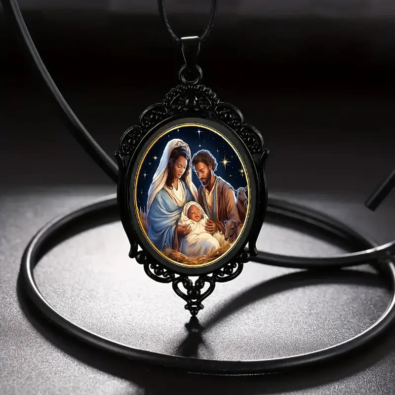 Collar de Aleación de la Natividad con Borde Vintage Negro Estilo Gótico