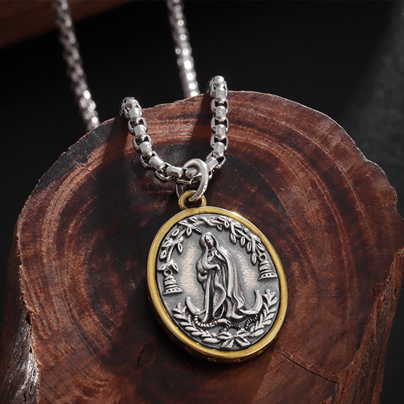 Collar de Aleación con Medalla de la Virgen de Guadalupe Estilo Retro