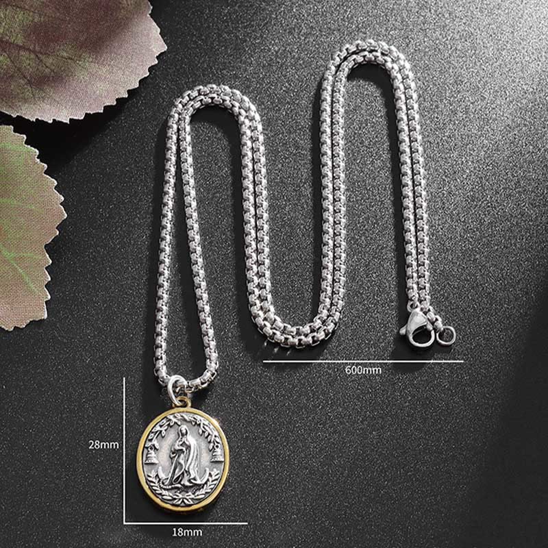 Collar de Aleación con Medalla de la Virgen de Guadalupe Estilo Retro