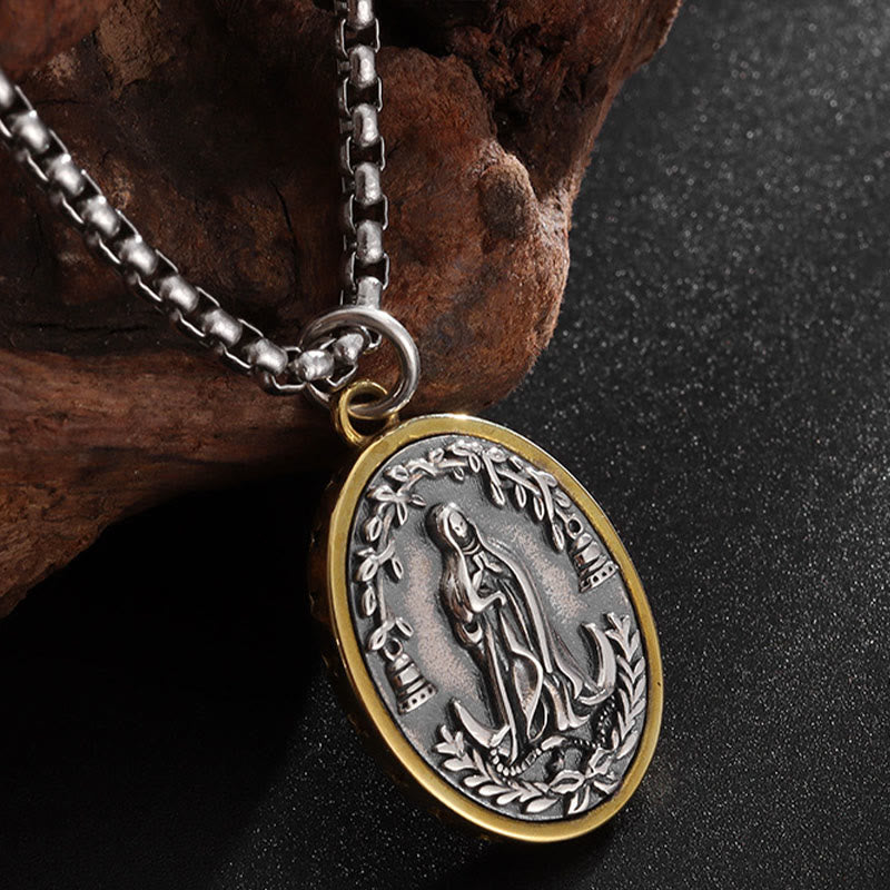 Collar de Aleación con Medalla de la Virgen de Guadalupe Estilo Retro