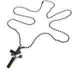 Collar de Aleación con Anillo de Cruz y Dije Negro Estilo Minimalista