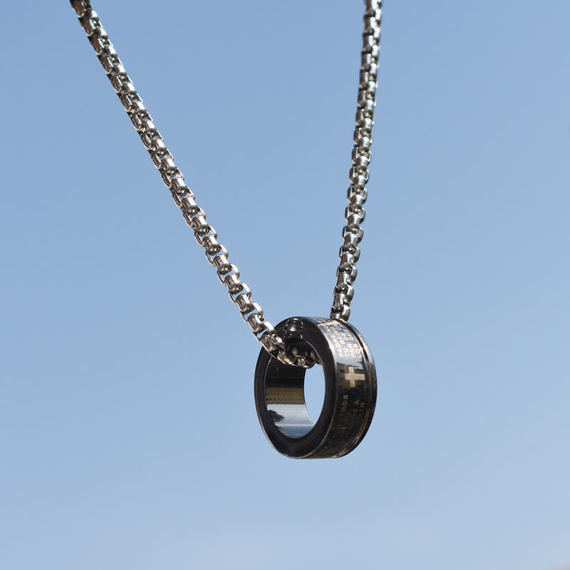 Anillo y Collar de Cadena con Versículo Bíblico Estilo Combinado