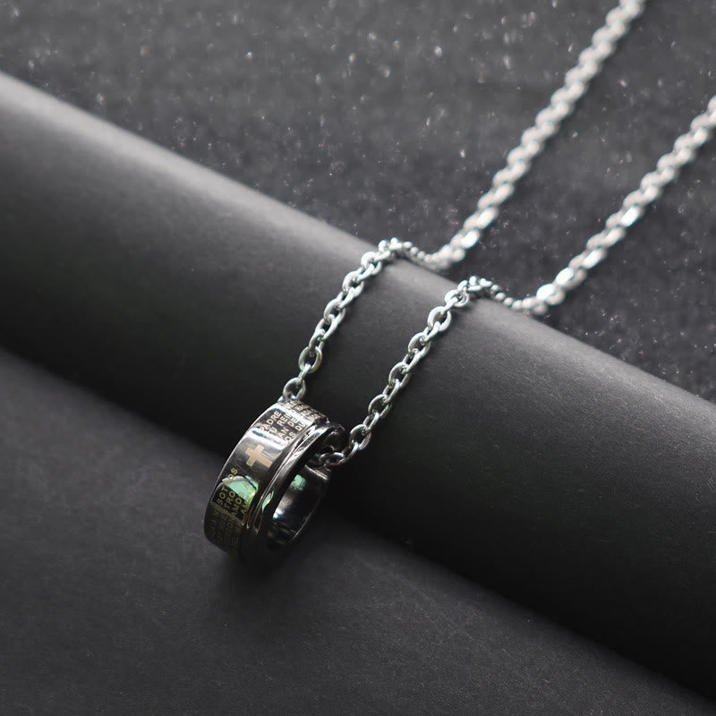 Anillo y Collar de Cadena con Versículo Bíblico Estilo Combinado