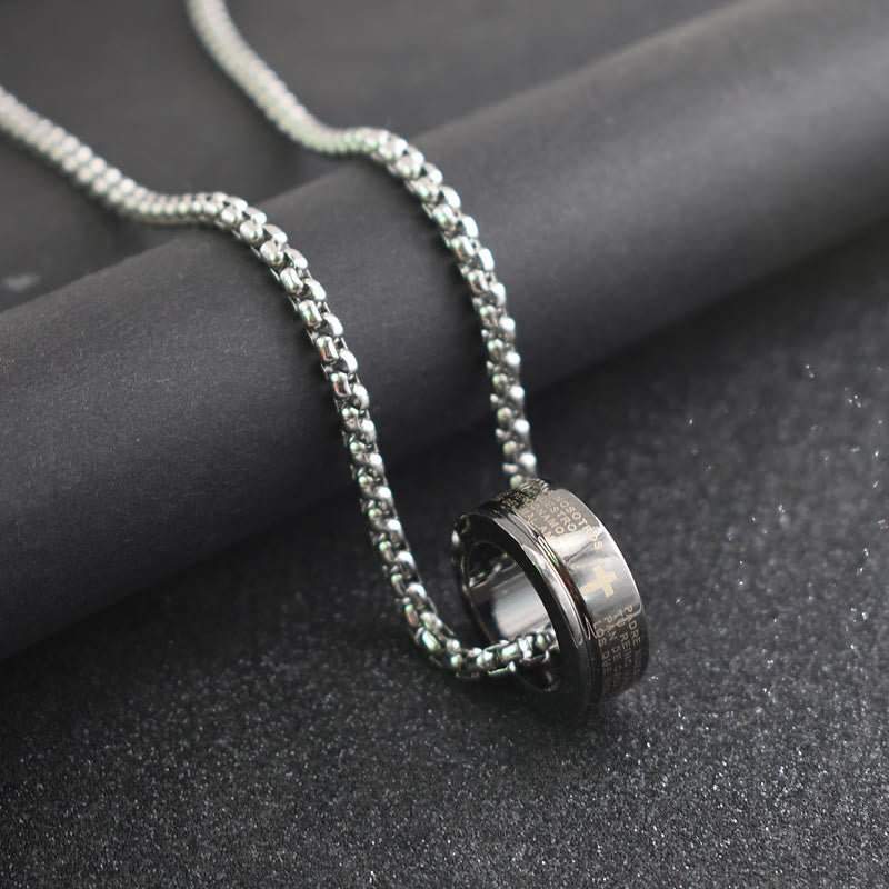 Anillo y Collar de Cadena con Versículo Bíblico Estilo Combinado