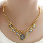 Collar de Cadena con 6 Dijes de San Benito Estilo Retro