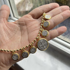 Collar de Cadena con 6 Dijes de San Benito Estilo Retro