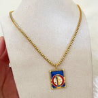 Collar con Dije de Medalla Cuadrada de San Benito a Color Estilo Moderno