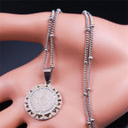 Collar con Dije de Medalla de San Benito con Gemas Estilo Retro
