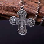 Collar de Aleación con Dije de Cruz Carmelita Cinco en Uno de Cuatro Vías Estilo Clásico