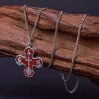 Collar de Aleación con Dije de Cruz Carmelita Cinco en Uno de Cuatro Vías Estilo Clásico