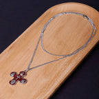 Collar de Aleación con Dije de Cruz Carmelita Cinco en Uno de Cuatro Vías Estilo Clásico