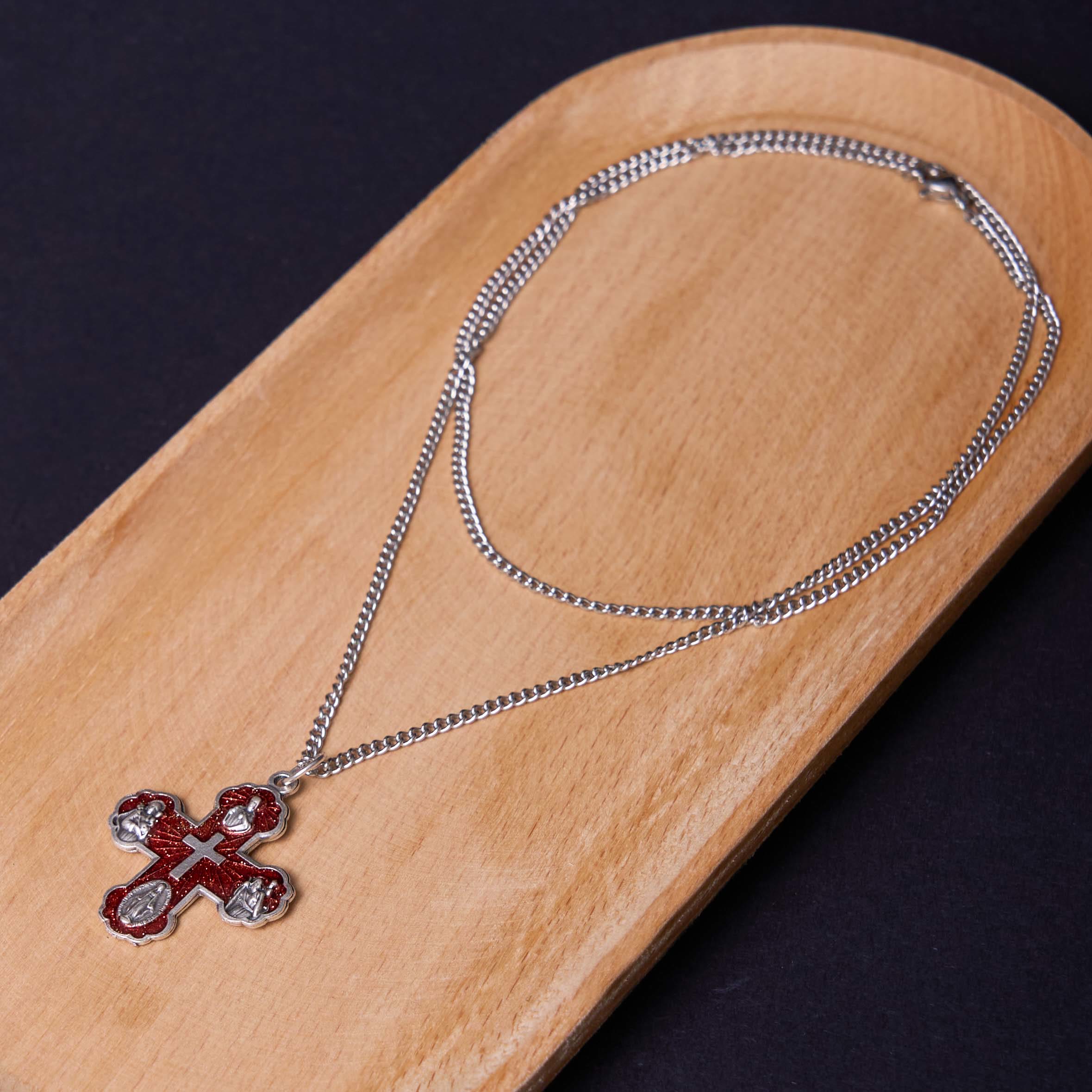 Collar de Aleación con Dije de Cruz Carmelita Cinco en Uno de Cuatro Vías Estilo Clásico