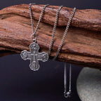Collar de Aleación con Dije de Cruz Carmelita Cinco en Uno de Cuatro Vías Estilo Clásico