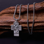 Collar de Aleación con Dije de Cruz Guardiana Jesús, María y José Estilo Clásico