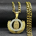 Collar con Dije de Rama de Olivo y Virgen de Guadalupe con Circonias Estilo Clásico