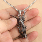 Collar de Titanio con Dije del Ángel de la Guarda "Protección Celestial" Estilo Clásico