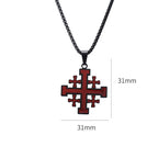 Collar de Acero de Titanio con Dije Cruz de Jerusalén Estilo Hip-Hop