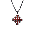 Collar de Acero de Titanio con Dije Cruz de Jerusalén Estilo Hip-Hop
