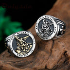 Anillo de Acero de Titanio San Miguel Arcángel Estilo Retro