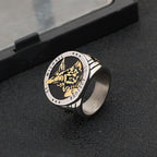 Anillo de Acero de Titanio San Miguel Arcángel Estilo Retro
