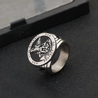 Anillo de Acero de Titanio San Miguel Arcángel Estilo Retro