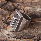 Anillo de Cruz de Costado Ancho Estilo Retro Minimalista
