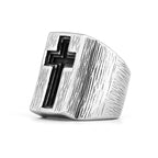 Anillo de Cruz de Costado Ancho Estilo Retro Minimalista