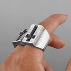 Anillo de Cruz de Costado Ancho Estilo Retro Minimalista