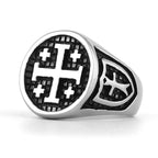 Anillo Cruz de Jerusalén Estilo Retro Minimalista