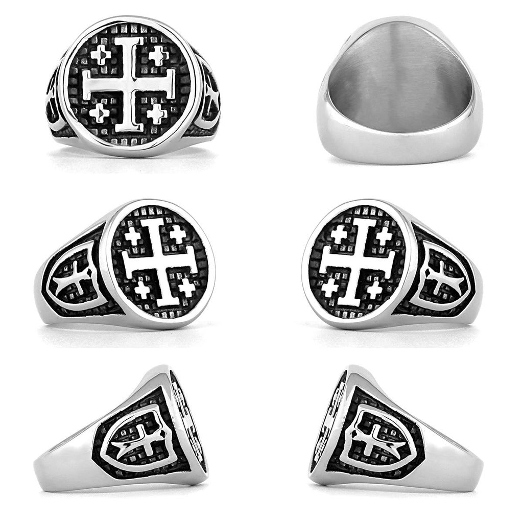 Anillo Cruz de Jerusalén Estilo Retro Minimalista