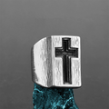 Anillo de Cruz de Costado Ancho Estilo Retro Minimalista