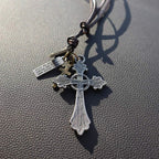 Collar de Cordón de Cuero con Dije Crucifijo Estilo Retro Clásico