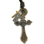 Collar de Cordón de Cuero con Dije Crucifijo Estilo Retro Clásico