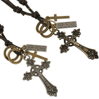Collar de Cordón de Cuero con Dije Crucifijo Estilo Retro Clásico