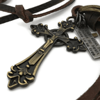 Collar de Cordón de Cuero con Dije Crucifijo Estilo Retro Clásico