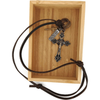 Collar de Cordón de Cuero con Dije Crucifijo Estilo Retro Clásico