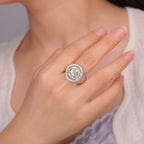 Anillo de Acero con Medalla de Exorcismo de San Benito Grabada Estilo Retro Pop