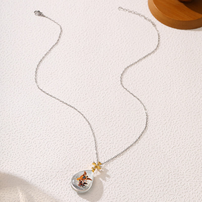Collar con Dije de Cristal Serie Jesús Estilo Sencillo