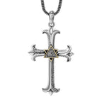 Collar con Dije de Cadena de Perlas Cuadrada Cruz del Ojo de Dios Estilo Sobrio