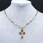 Collar con Dije Crucifijo con Cadena de Cruz Estilo Retro Noble