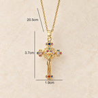 Fresh Pastoral Style Crucifix with Biblical Colorful Gemstones Pendant